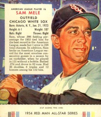 1954 Red Man Tobacco Sam Mele #6 Baseball Card