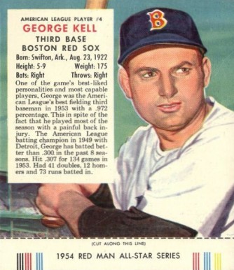 1954 Red Man Tobacco George Kell #4 Baseball Card