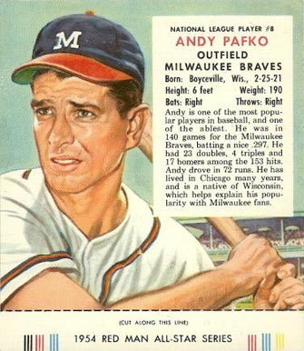 1954 Red Man Tobacco Andy Pafko #8n Baseball Card