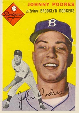 1954 Topps Johnny Podres #166 Baseball Card