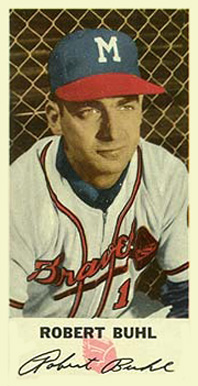 1954 Johnston Cookies Braves Robert Buhl #10 Baseball Card