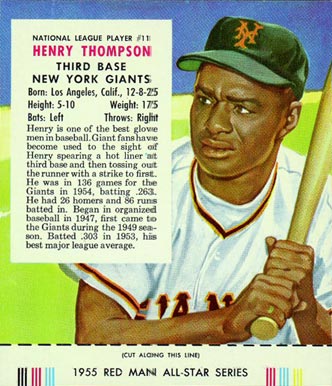 1955 Red Man Tobacco Henry Thompson #11 Baseball Card