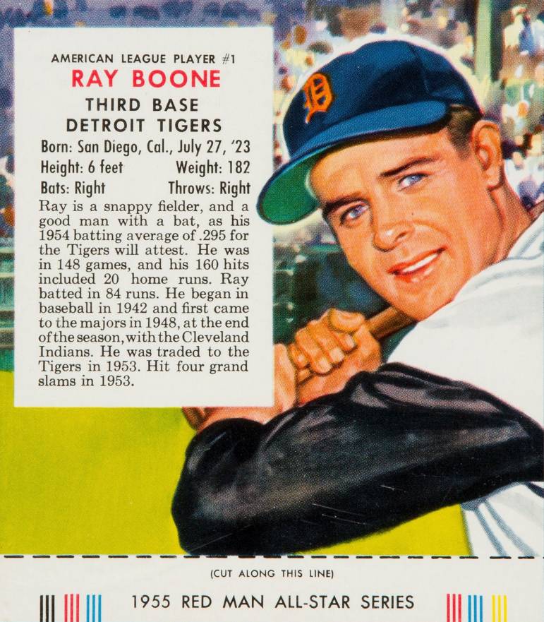 1955 Red Man Tobacco Ray Boone #1 Baseball Card