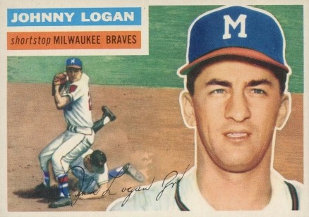 1956 Topps Johnny Logan #136w Baseball Card