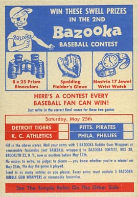 1957 Topps Contest May 25th #C25 Baseball Card