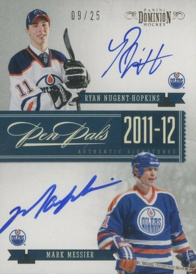 2011 Panini Dominion RPS Penpals Mark Messier/Ryan Nugent-Hopkins #NM Hockey Card