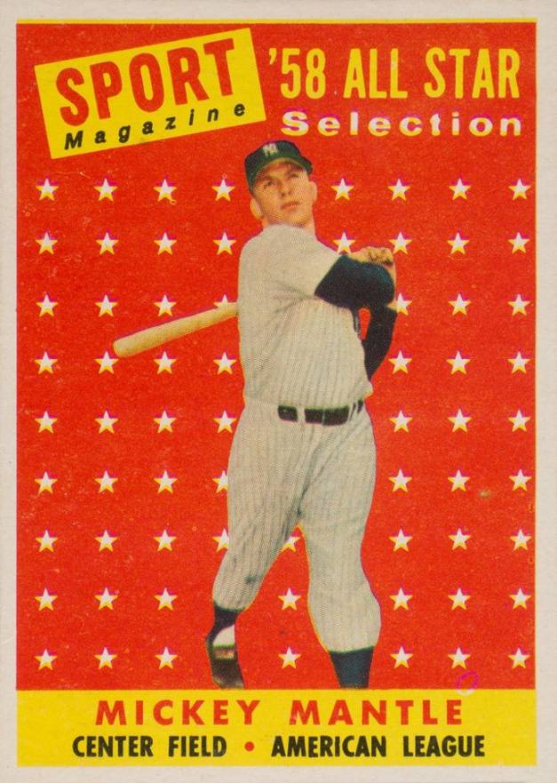 1958 topp ALL-STAR SELECTION mickey mantle
