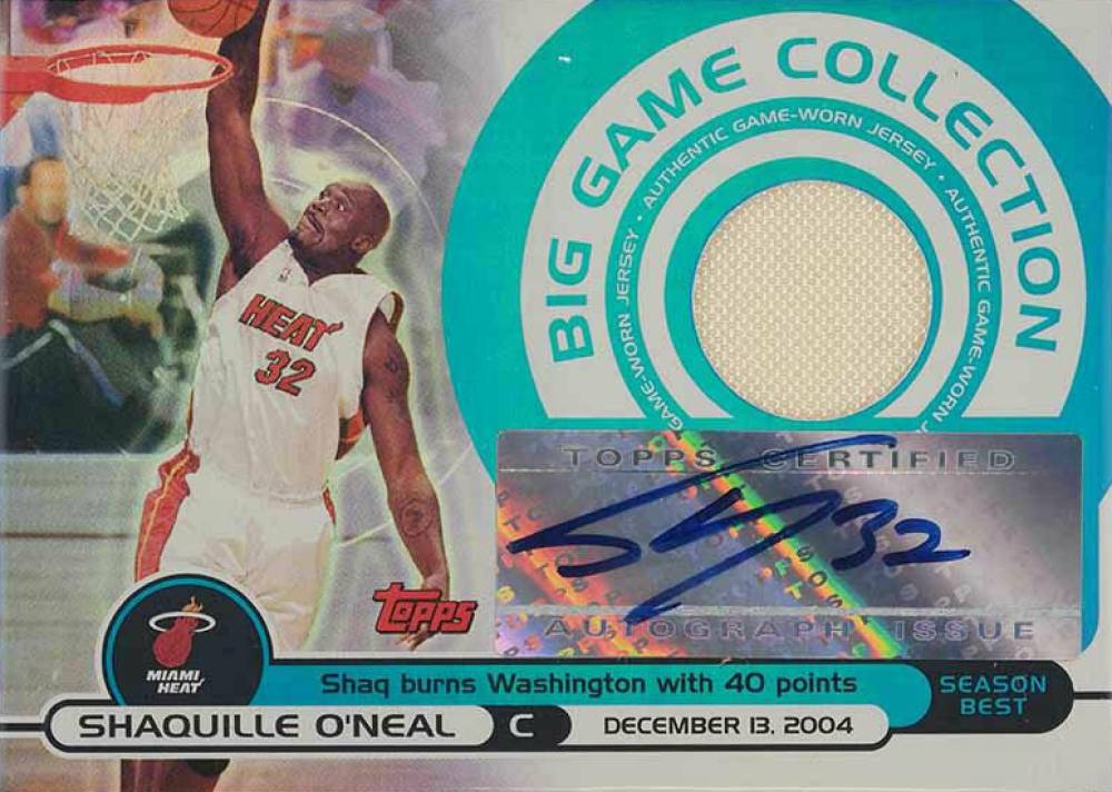 2005  Topps Big Game Relic Autographs Shaquille O'Neal #SO Basketball Card
