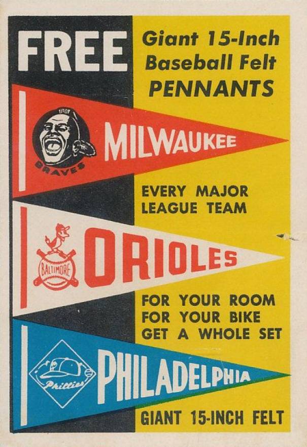 1959 Topps Felt Pennants Insert #Felt Baseball Card