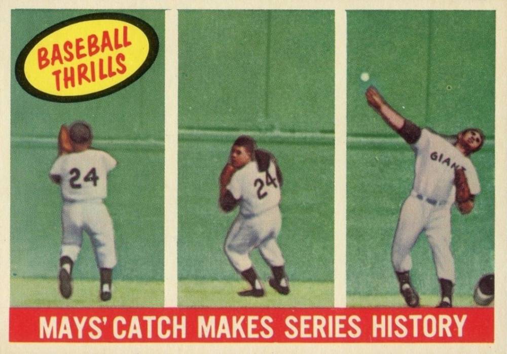 1959 Topps Mays Catch Makes Series History #464 Baseball Card