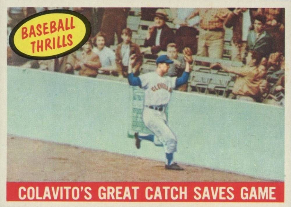 1959 Topps Colavito's Great Catch Saves Game #462 Baseball Card