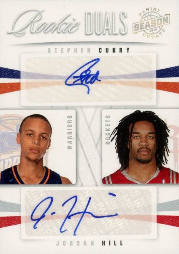 2009 Panini Season Update Rookie Duals Autograph Jordan Hill/Stephen Curry #28 Basketball Card