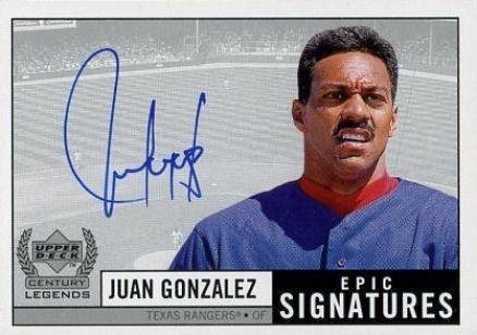 1999 Upper Deck Century Legends Epic Signatures Juan Gonzalez #JG Baseball Card