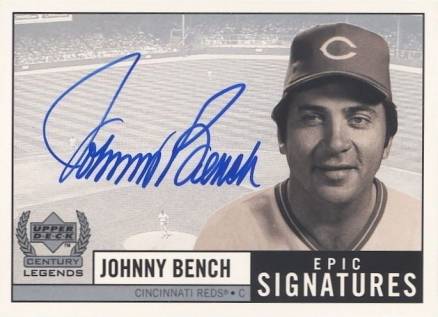 1999 Upper Deck Century Legends Epic Signatures Johnny Bench #JB Baseball Card