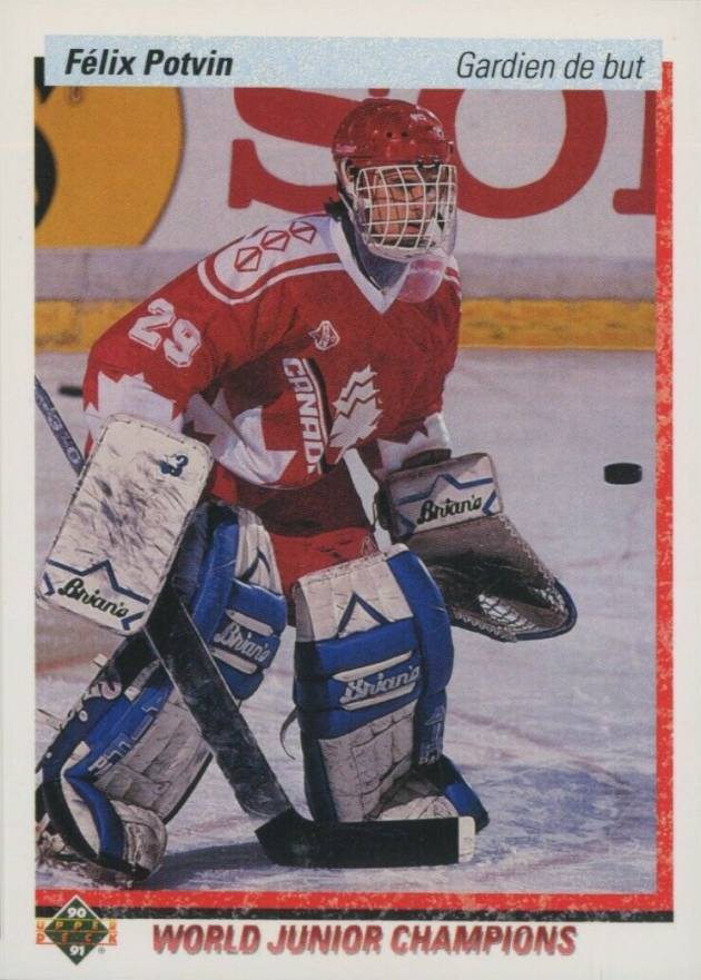 1990 Upper Deck French Felix Potvin #458 Hockey Card
