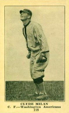 1917 Standard Biscuit Clyde Milan #118 Baseball Card