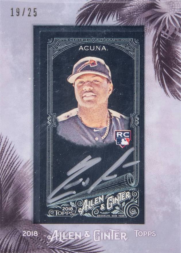 2018 Topps Allen & Ginter X Framed Mini Autographs Ronald Acuna Jr. #MA-RA Baseball Card