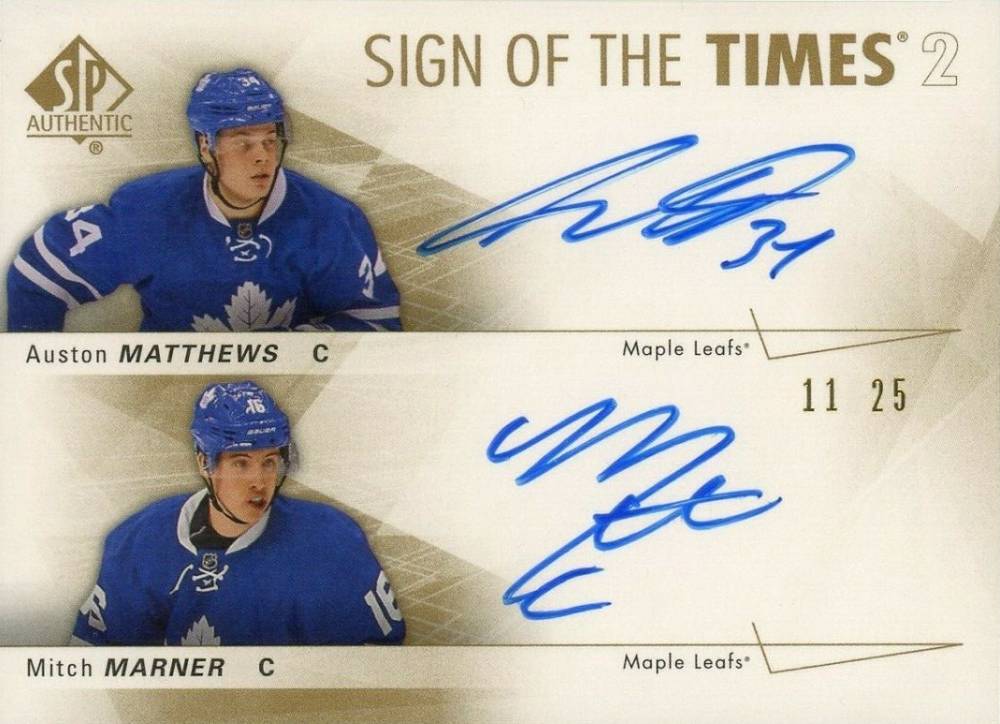 2016 SP Authentic Sign of the Times 2 Auston Matthews/Mitch Marner #MM Hockey Card