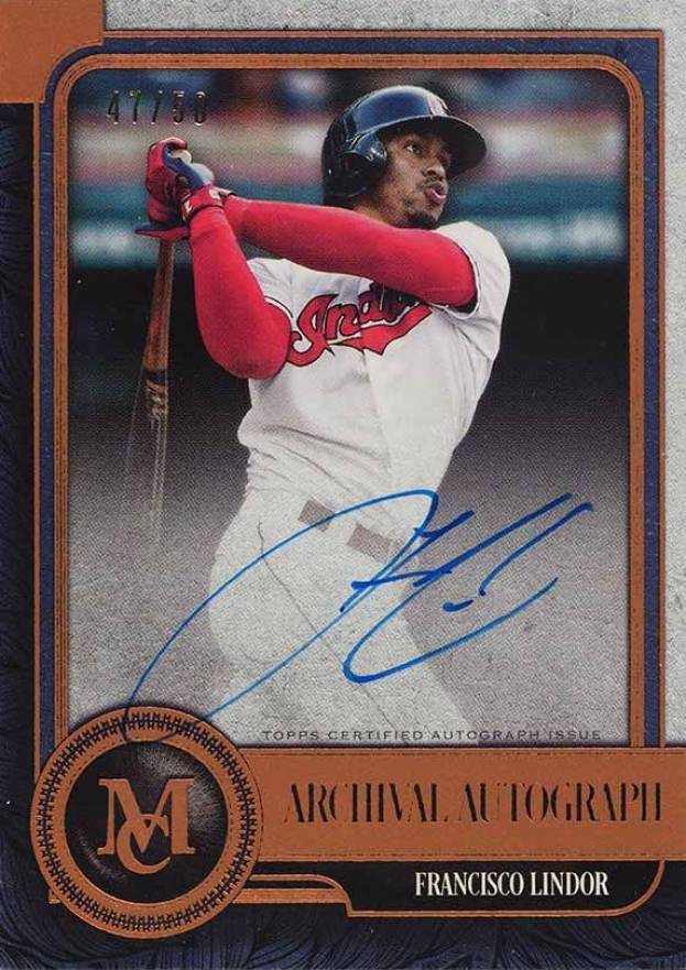 2019 Topps Museum Collection Archival Autograph Francisco Lindor #FL Baseball Card