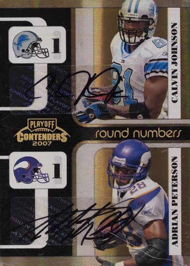 2007 Playoff Contenders Round Numbers Adrian Peterson/Calvin Johnson #RN-1 Football Card