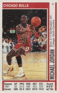 Michael Jordan 1991-92 Panini Gold Foil Sticker #190 Chicago Bulls - Rare  Card