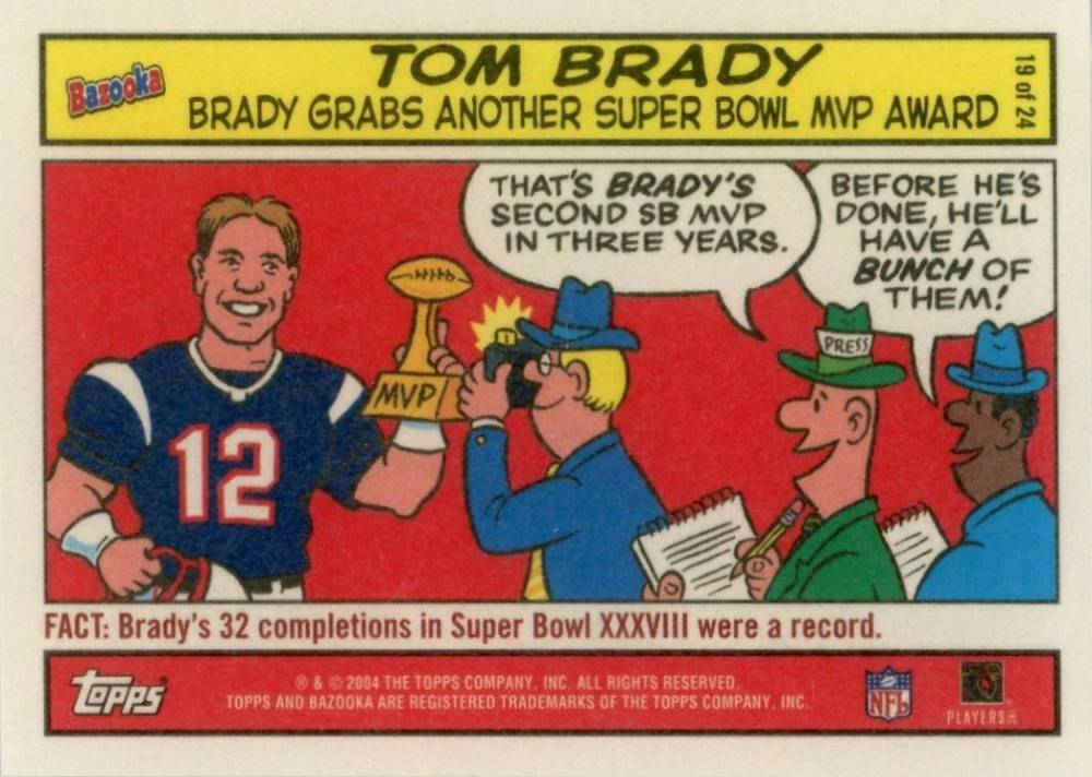 2004 Bazooka Comics Tom Brady #19 Football Card