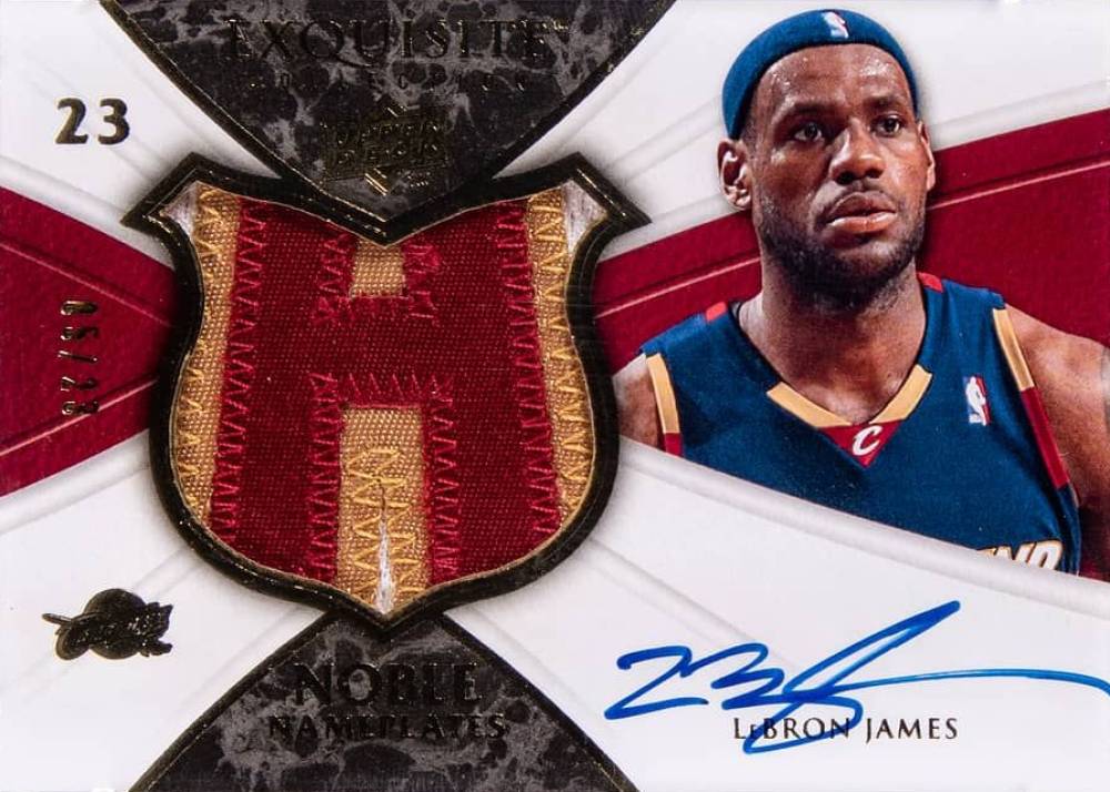 2008 Upper Deck Exquisite Collection Noble Nameplates Autograph Patch LeBron James #NALJ Basketball Card