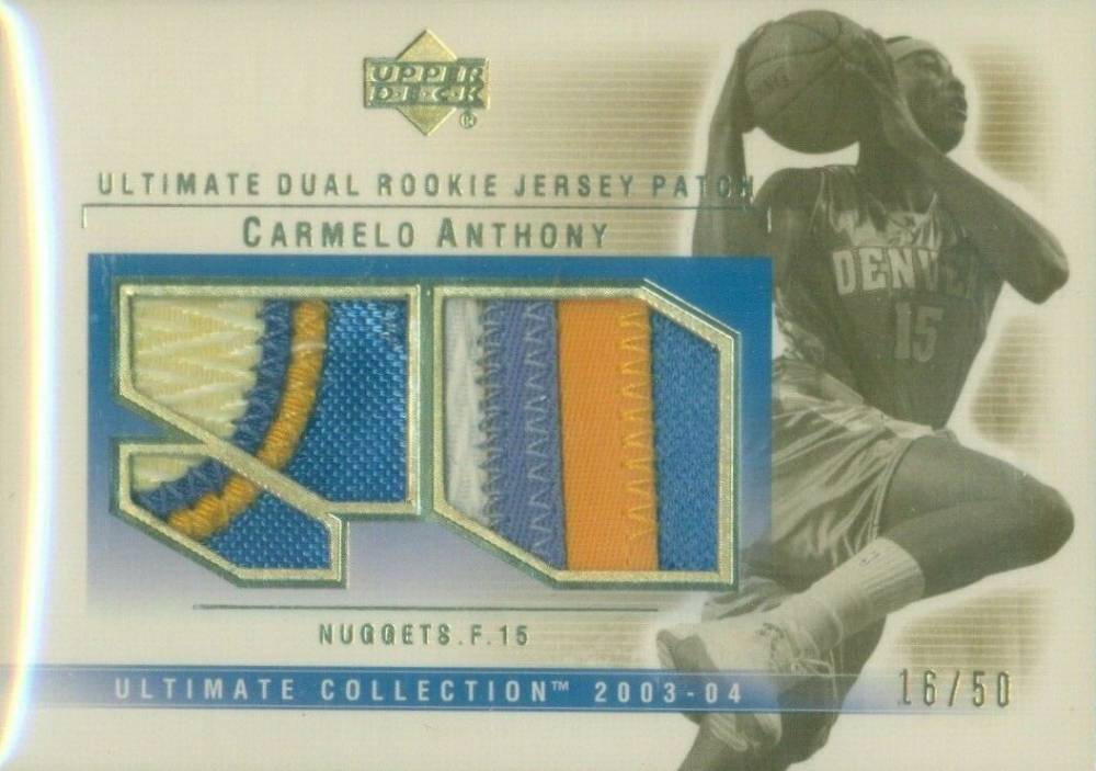 2003 Ultimate Collection Dual Jersey Patch Carmelo Anthony #CA-2P Basketball Card