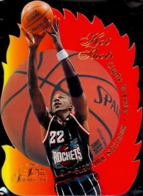 1996 Flair Showcase Hot Shots Clyde Drexler #18 Basketball Card