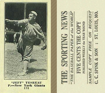 1916 Sporting News Jeff Tesreau #173 Baseball Card