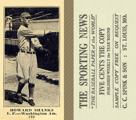 1916 Sporting News Howard Shanks #160 Baseball Card