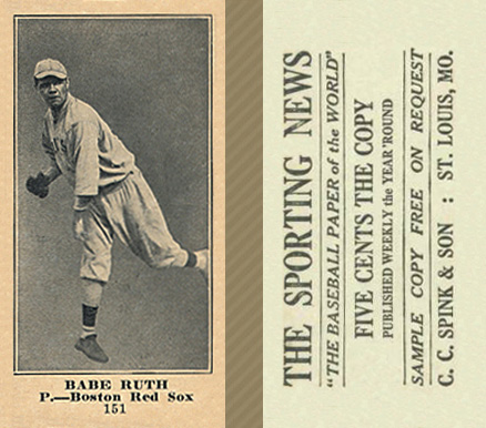 1916 Sporting News Babe Ruth #151 Baseball Card