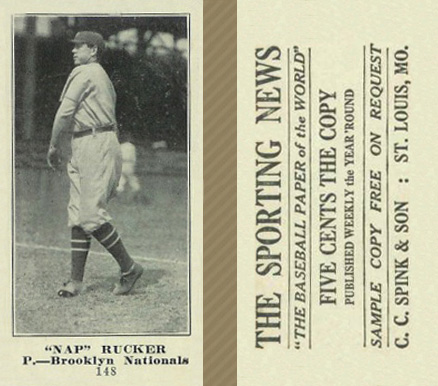 1916 Sporting News "Nap" Rucker #148 Baseball Card