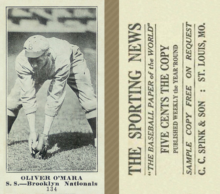 1916 Sporting News Oliver O'Mara #134 Baseball Card