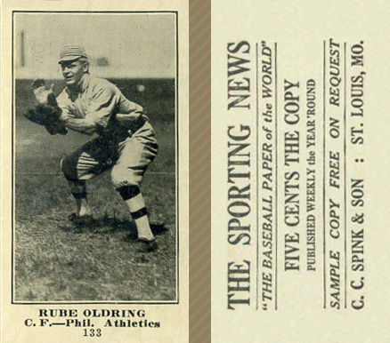 1916 Sporting News Rube Oldring #133 Baseball Card