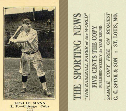 1916 Sporting News Leslie Mann #111 Baseball Card