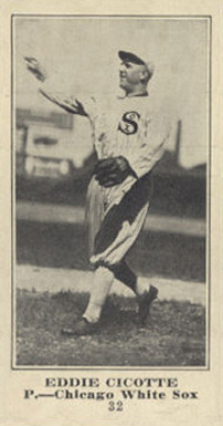 1916 Sporting News Eddie Cicotte #32 Baseball Card