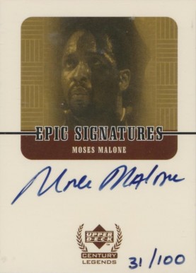 1999 Upper Deck Century Legends Epic Signatures Moses Malone #MM Basketball Card