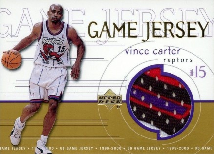 1999 Upper Deck Game Jersey Vince Carter #GJ15 Basketball Card