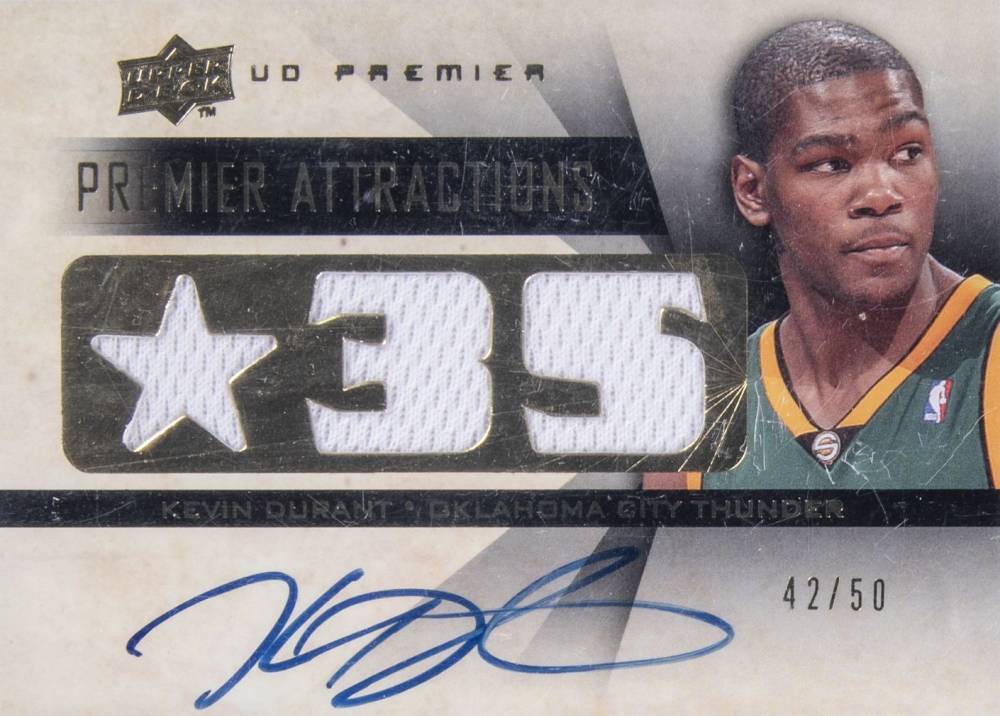 2008 Upper Deck Premier Attractions Autograph Jersey Kevin Durant #AT-KD Basketball Card