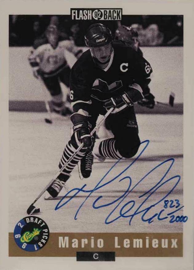 1992 Classic Lemiuex Flashback Autographs Mario Lemieux # Hockey Card