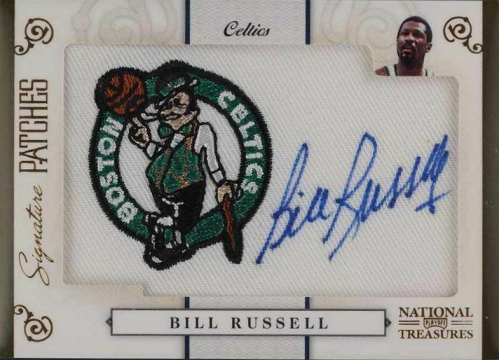 2009 Playoff National Treasures Signature Patch NBA Team Bill Russell #1 Basketball Card