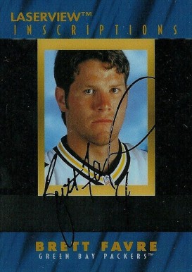 1996 Laser View Inscriptions Autographs Brett Favre #9 Football Card