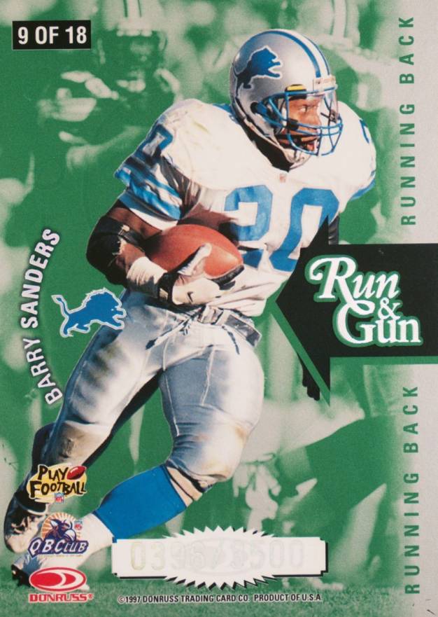 1997 Leaf Run and Gun Scott Mitchell/Barry Sanders #9 Football Card