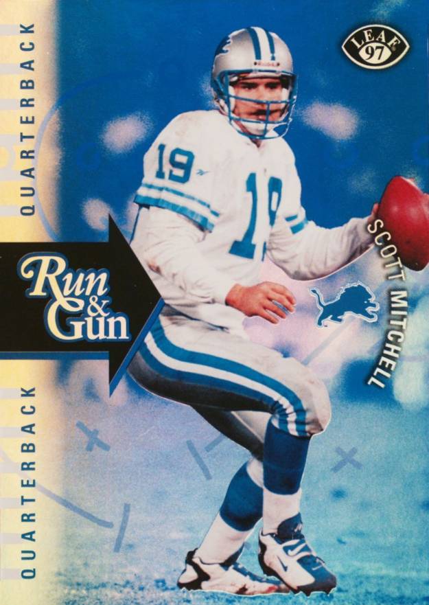 1997 Leaf Run and Gun Scott Mitchell/Barry Sanders #9 Football Card