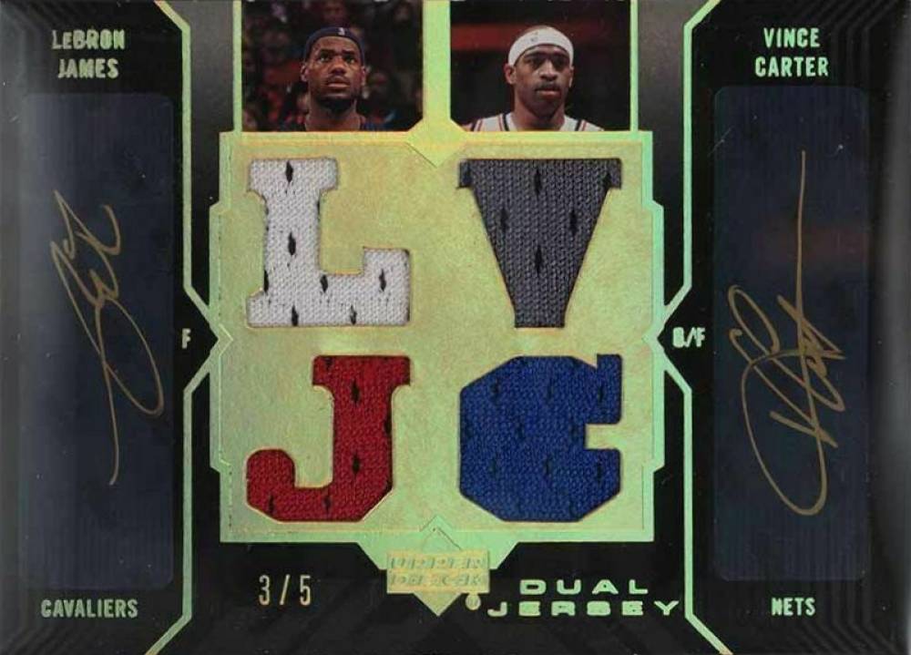2006 Upper Deck Black All-Star Jersey Autographs Dual LeBron James/Vince Carter #DJAJC Basketball Card