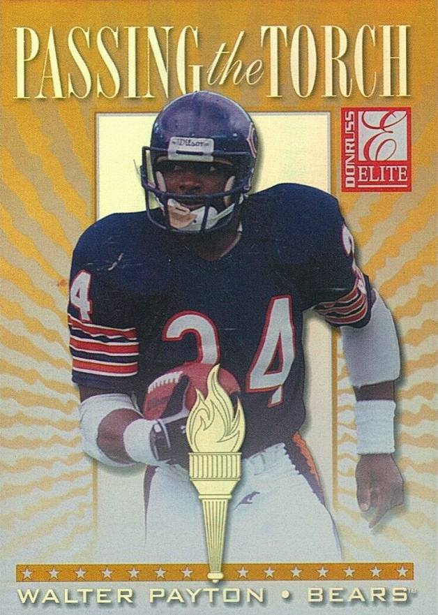 1999 Donruss Elite Passing the Torch Barry Sanders/Walter Payton #4 Football Card
