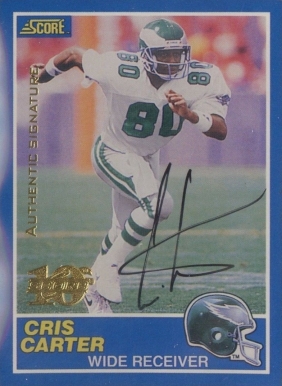 1999 Score 10th Anniversary Reprints Autographs Cris Carter #72 Football Card