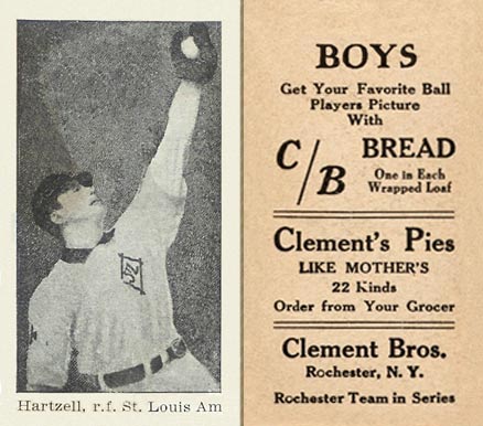 1910 Clement Brothers Bread Roy Hartzell #8 Baseball Card
