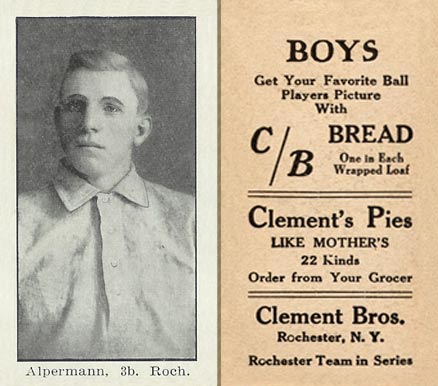 1910 Clement Brothers Bread Whitey Alperman # Baseball Card